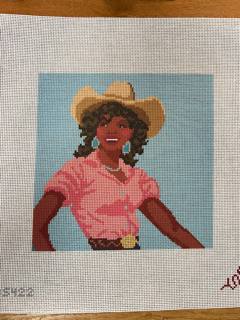 Black Rodeo Cowgirl 6x6” Square by Spellbound Stitchery (thumbnail)