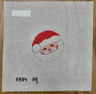 Santa Face Mini Round by Susan Roberts Needlepoint (thumbnail)