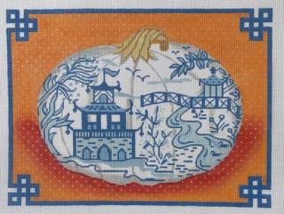 Chinoiserie Porcelain Pumpkin by Kate Dickerson Needlepoint Collections (thumbnail)