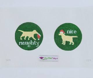 Naughty or Nice Yellow Lab Canvas by Susan Battle Needlepoint (thumbnail)