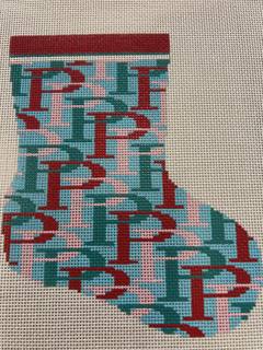 P Letter Mini Christmas Stocking by Jeni Sandberg Needlepoint (thumbnail)