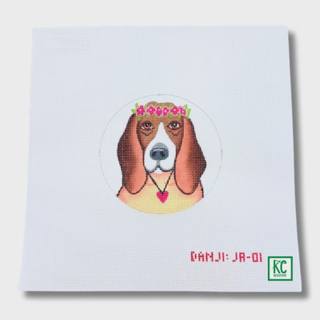 Beagle with Flower Crown Canvas by Danji Designs (thumbnail)