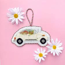 Mini Cooper with Flowers and Guide by Stitch Style Needlepoint (thumbnail)