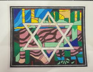 Stained Glass Star tallit by Gone Stitching (thumbnail)