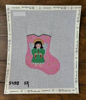 Angel on Pink - Mini Stocking by Liz Goodrick-Dillon (Tapestry Tent, via Susan Roberts) (thumbnail)