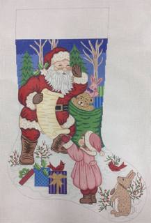rabbits and packages stocking by Alexa Needlepoint Designs (thumbnail)
