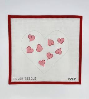 Silver Needle Hearts Pillow by Kelly Clark Needlepoint (Colonial Needle) (thumbnail)