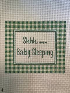 Green Gingham Shhhh....Baby Sleeping by melissa loves needlepoint (thumbnail)