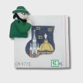 Notre Dame with Leprechaun Mini Sock Canvas by Kathy Schenkel (thumbnail)
