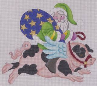 santa on flying pig by Brenda Stofft Designs (thumbnail)