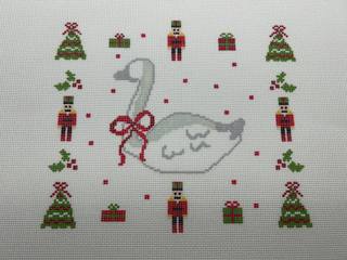 Swan Christmas Pillow by Walkers Needlepoint (thumbnail)