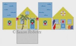 Yellow Beach House 3D Mini House by Susan Roberts Needlepoint (thumbnail)