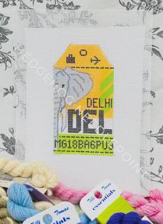 Retro Travel Tag · Delhi by Hedgehog Needlepoint (thumbnail)