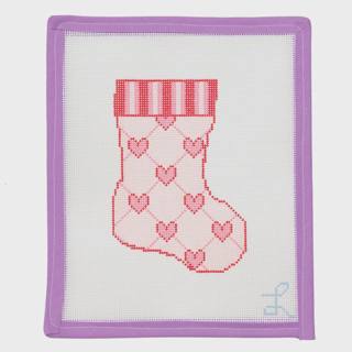 Pink Hearts in Lattice Mini Stocking by Lycette Designs (thumbnail)