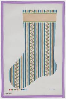 Floral Stripe Christmas Stocking - Blue by Jeni Sandberg Needlepoint (thumbnail)