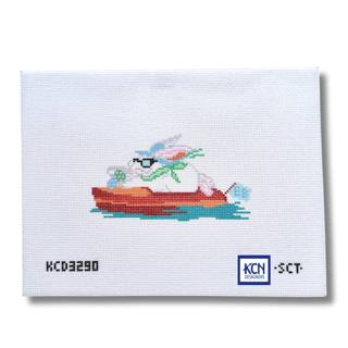 Dolce Vita Wooden Boat Club Bunny Needlepoint Canvas by KCN Designers (thumbnail)