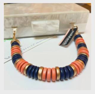 Mollybeads Clutch Handle - Orange, Navy and Gold by Stitch Style Needlepoint (thumbnail)