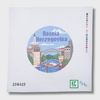 Bosnia Herzegovina Travel Round Canvas by Needlepaint (thumbnail)