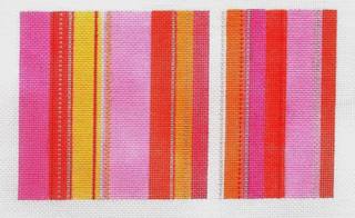 Tufted Stripe Sunglasses Case / Pouch Canvas - Pink and Orange JS-224B by Jeni Sandberg Needlepoint (thumbnail)