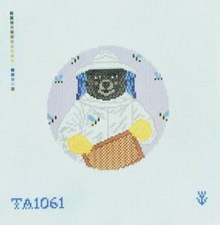 Beatrice the Beekeeping Bear Round Printed Canvas by Thorn Alexander (thumbnail)