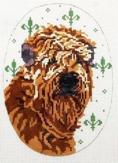 Barbara Russell Soft Coated Wheaten Terrier Dog Oval Needlepoint Canvas by Barbara Russell (thumbnail)