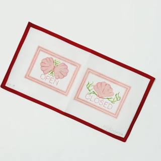 Scallop "Open/Closed" Sign by Kate Dickerson Needlepoint Collections (thumbnail)