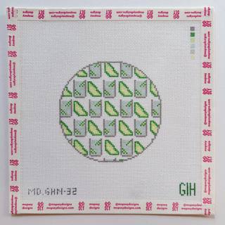 WS - Green Heart Needlepoint: Gin & Tonic Round Canvas by Mopsey Designs (thumbnail)