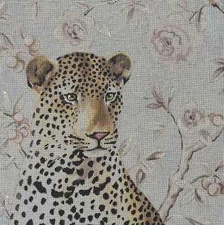 AN523 Leopard on Blue with White Florals by Colors of Praise Art Studio (thumbnail)