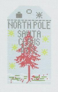 Retro Travel Tag - North Pole by Hedgehog Needlepoint (thumbnail)