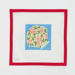Green Striped Clam with Roses on Blue by Alice Peterson (thumbnail)