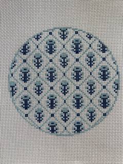 Blue Flower Lattice Round by JP Needlepoint (thumbnail)