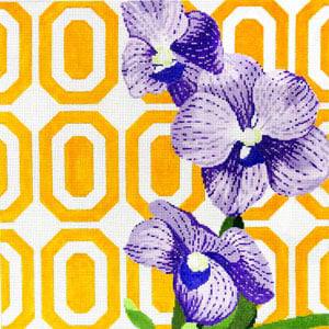 Purple Orchid on Yellow Vandal C-461-L by Meredith Collection (thumbnail)