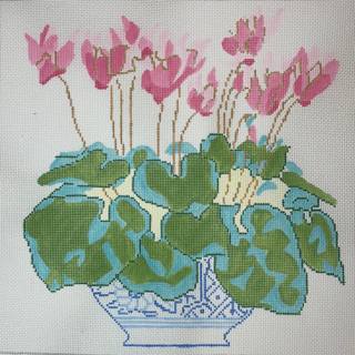 Cyclamen in Blue Bowl by Jean Smith Designs (thumbnail)