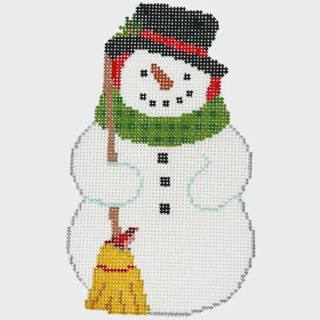Snowman with Birds, Front by Susan Roberts Needlepoint (thumbnail)
