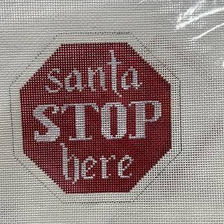 SANTA STOP HERE ORNAMENT SC09 by Kimberly Ann Needlepoint (thumbnail)