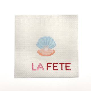 Glitter Oyster Shell with Pearl Hand Painted Needlepoint Canvas by La Fete Needlepoint (thumbnail)