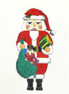 Nutcracker ~ Santa Claus Nutcracker with Toys handpainted 18 Mesh Needlepoint Ornament Canvas Susan Roberts by Susan Roberts Needlepoint (thumbnail)