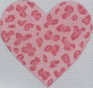 Mini Heart – Cheetah Spots - pinks by Kate Dickerson Needlepoint Collections (thumbnail)