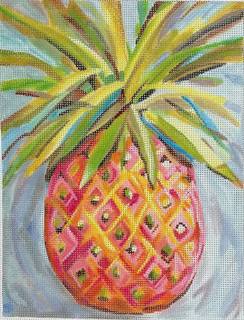 Maren Devine – Pink, Orange & Yellow Pineapple MD-PL-25 by Kate Dickerson Needlepoint Collections (thumbnail)