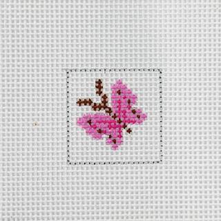Pink Butterfly 1 Inch Square Canvas by Blue Waters Needlepoint (thumbnail)
