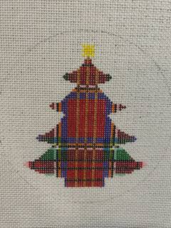 Plaid Christmas Tree Ornament by Susan Battle Needlepoint (thumbnail)