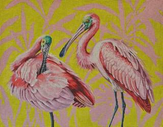 Spoonbills on Palms by Colors of Praise Art Studio (thumbnail)