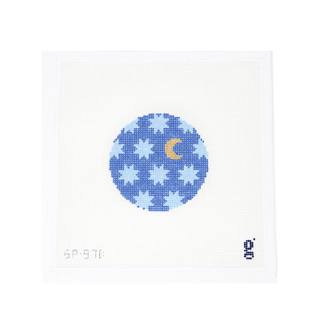Moon & Stars Round Blue by Goodpoint Needlepoint (thumbnail)