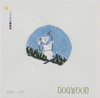 Lift Ride in Snowfall Bear by Dogwood Needlepoint (thumbnail)