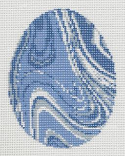 Marbled Egg - Blue and White Swirls by Jen Laine Designs (thumbnail)