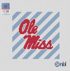 Ole Miss Striped Square by Needlepoint by Laura (thumbnail)