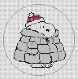 Peanuts Football Snoopy Silver Puffer Coat Round by Officially Needlepoint (thumbnail)