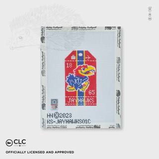 University of Kansas Retro Travel Tag by Hedgehog Needlepoint (thumbnail)