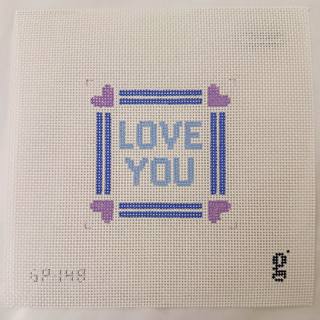 Love You Square Mini Sign Canvas by Goodpoint Needlepoint (thumbnail)