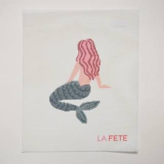 Smaller Mermaid Hand Painted Needlepoint Canvas by La Fete Needlepoint (thumbnail)